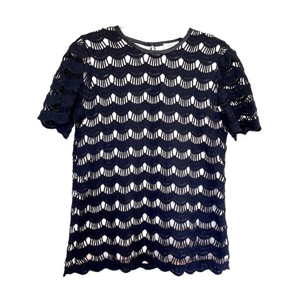 Kate Spade black cream scallop lace top size 4 - Picture 3 of 11
